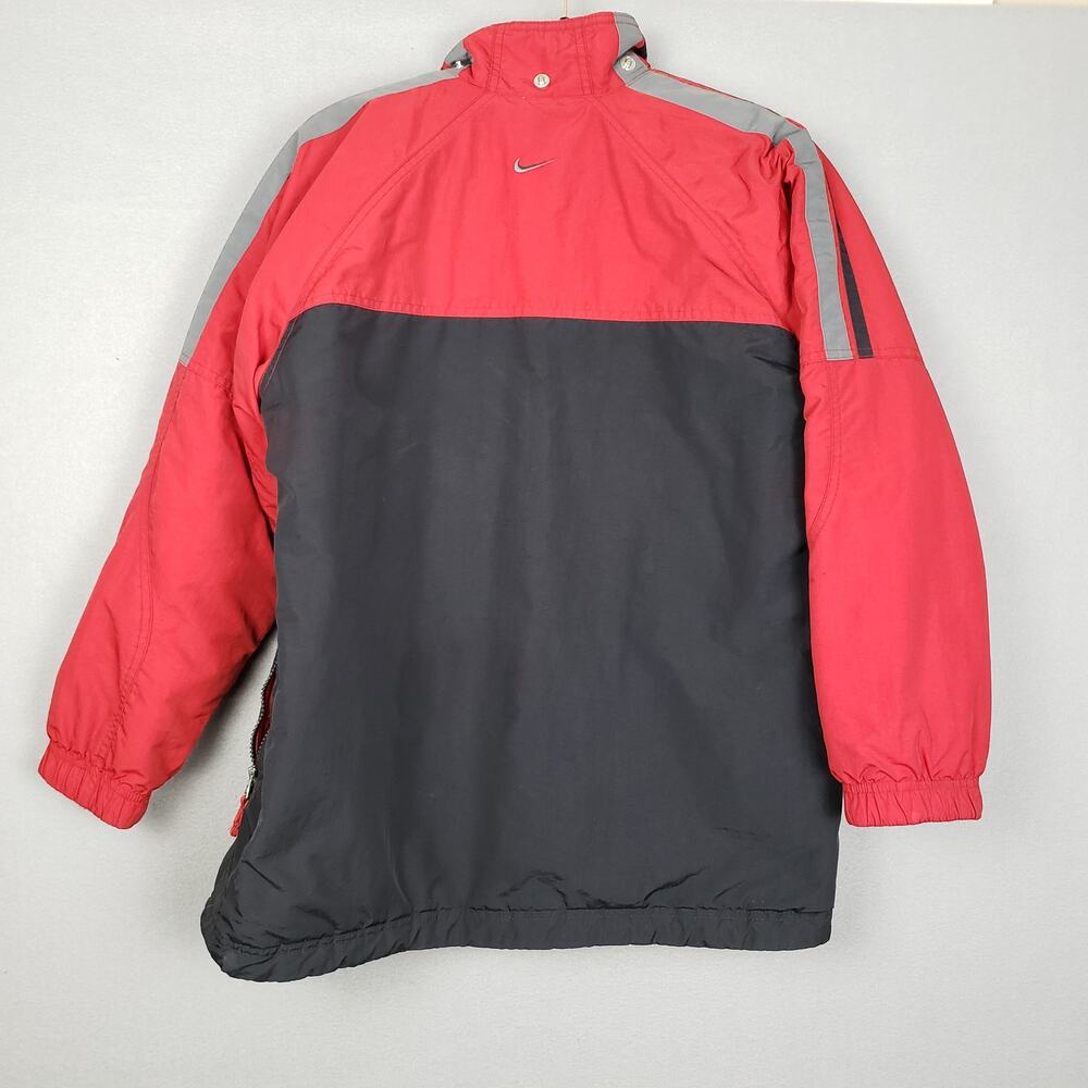 Vintage Nike Youth Size L Reversible Jacket Black Red Colorblock Sporty Winter - Picture 2 of 9